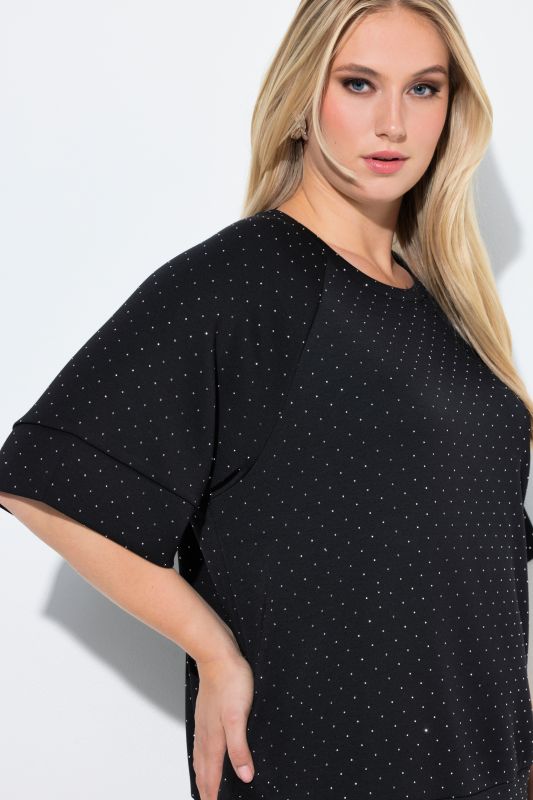 Short Sleeve Rhinestone Sweatshirt