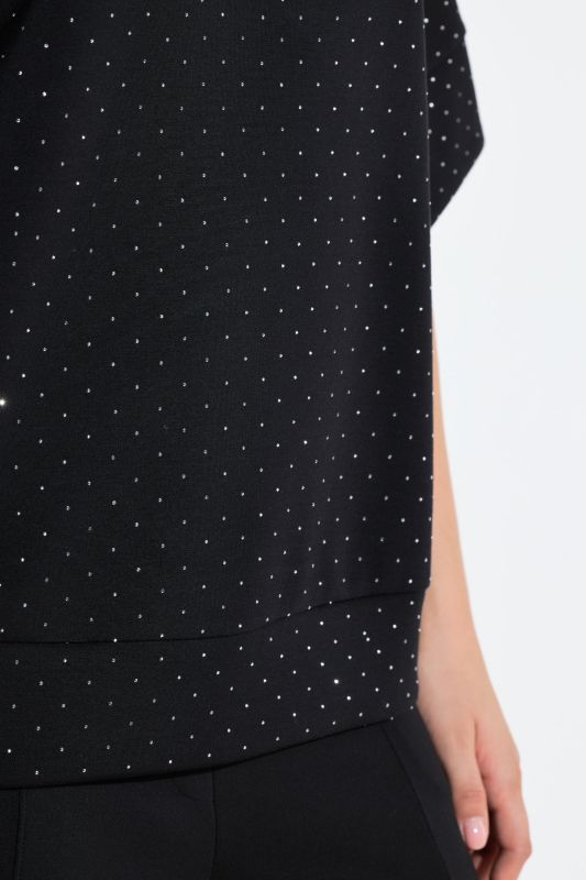 Short Sleeve Rhinestone Sweatshirt