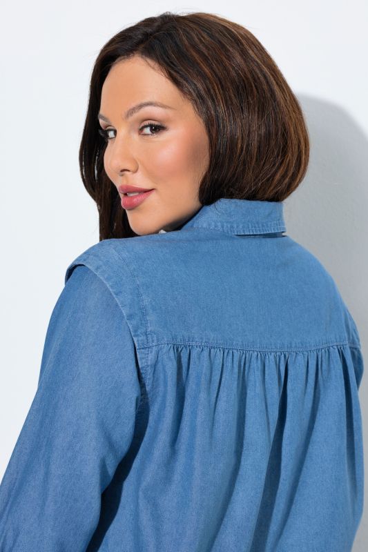 Риза дънкова с акцент на раменете