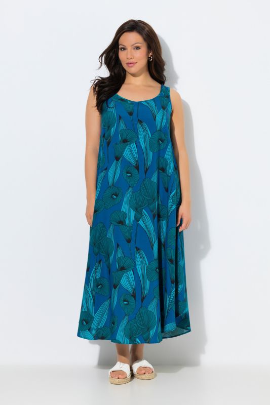 Calla Lily Print Sleeveless A-Line Dress
