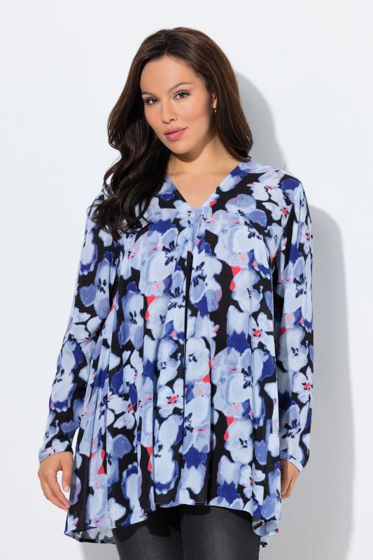 Туника с V-образно деколте и цветен принт