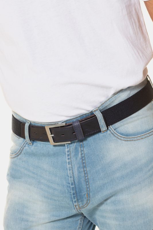 Stretch Fabric Adjustable Leather Metal Closure Belt