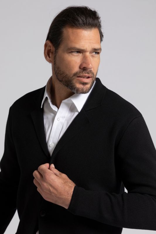 Knitted jacket, FLEXNAMIC®, Milano knitwear, lapel collar, up to 8 XL