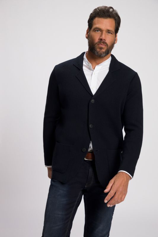 Knitted jacket, FLEXNAMIC®, Milano knitwear, lapel collar, up to 8 XL