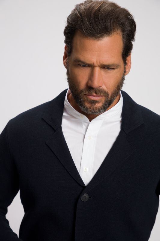 Knitted jacket, FLEXNAMIC®, Milano knitwear, lapel collar, up to 8 XL