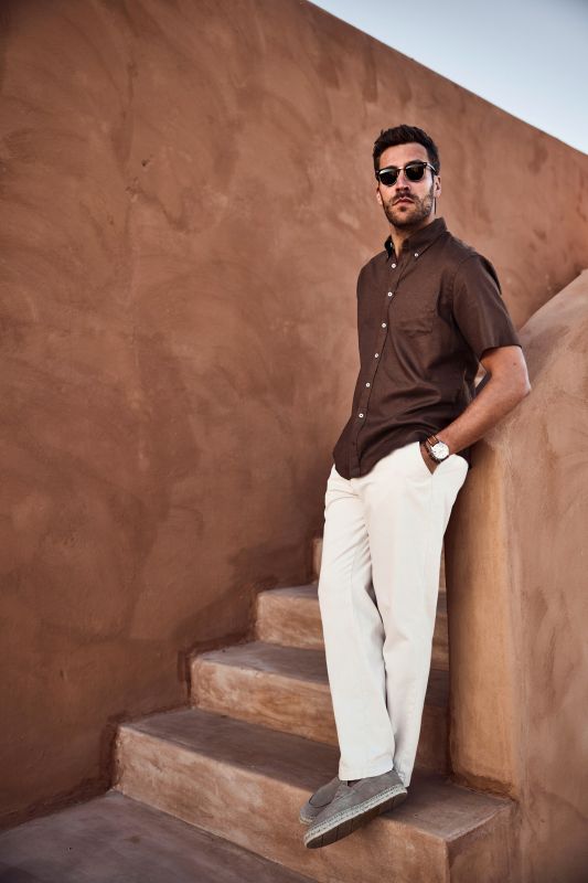 Short Sleeve Linen Blend Shirt