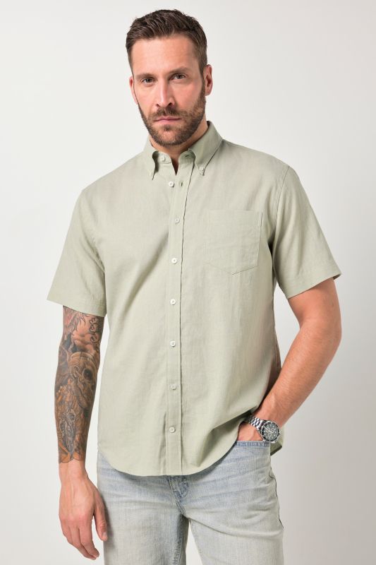 Short Sleeve Linen Blend Shirt