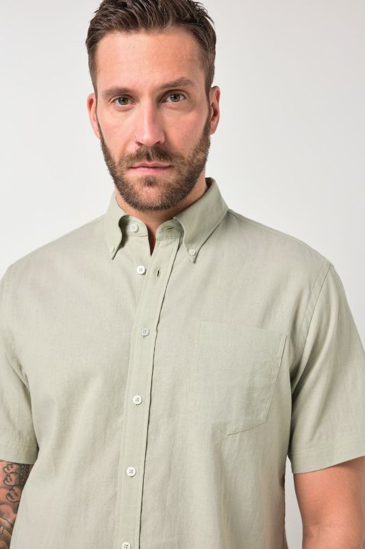Short Sleeve Linen Blend Shirt