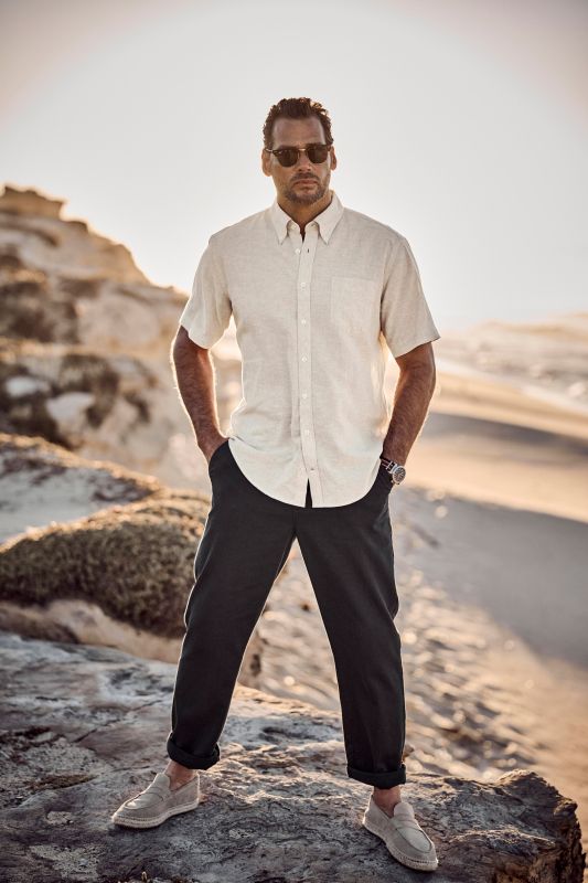 Short Sleeve Linen Blend Shirt