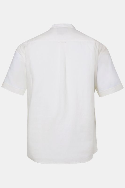 Shirt, short-sleeved, linen blend, stand-up collar, modern fit