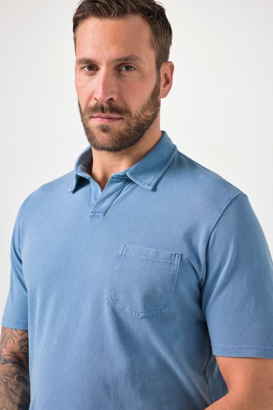 Polo shirt, short sleeve, piqué, denim look, up to 8 XL
