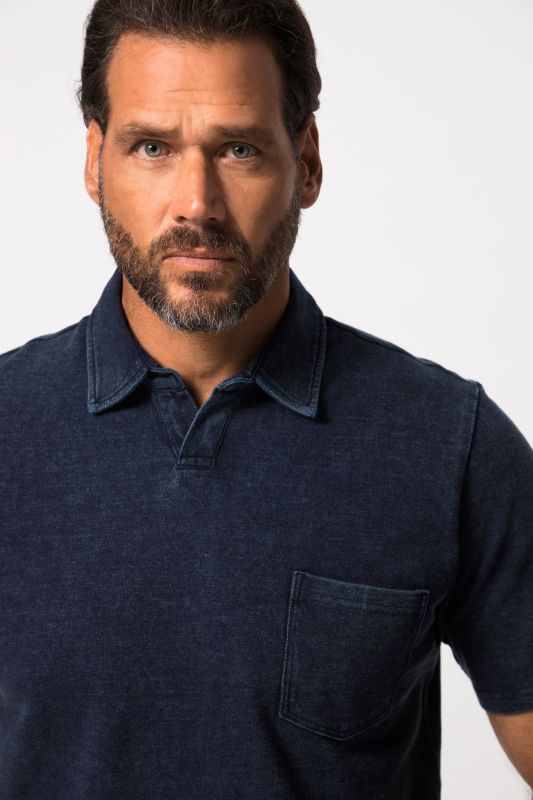Polo shirt, short sleeve, piqué, denim look, up to 8 XL