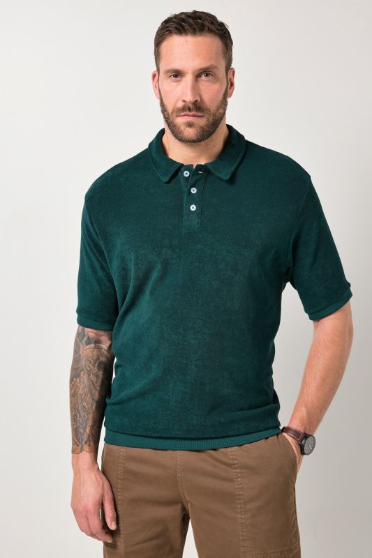 Belly fit terrycloth polo shirt