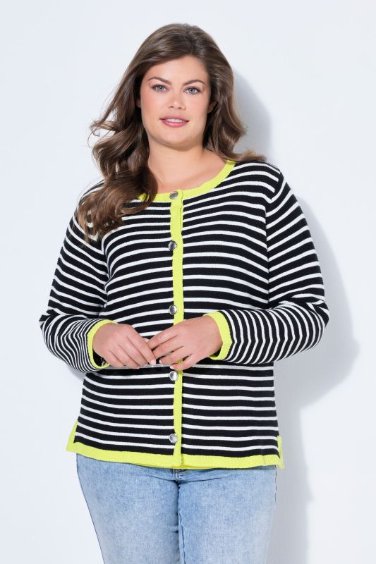 Neon Trim Striped Cardigan