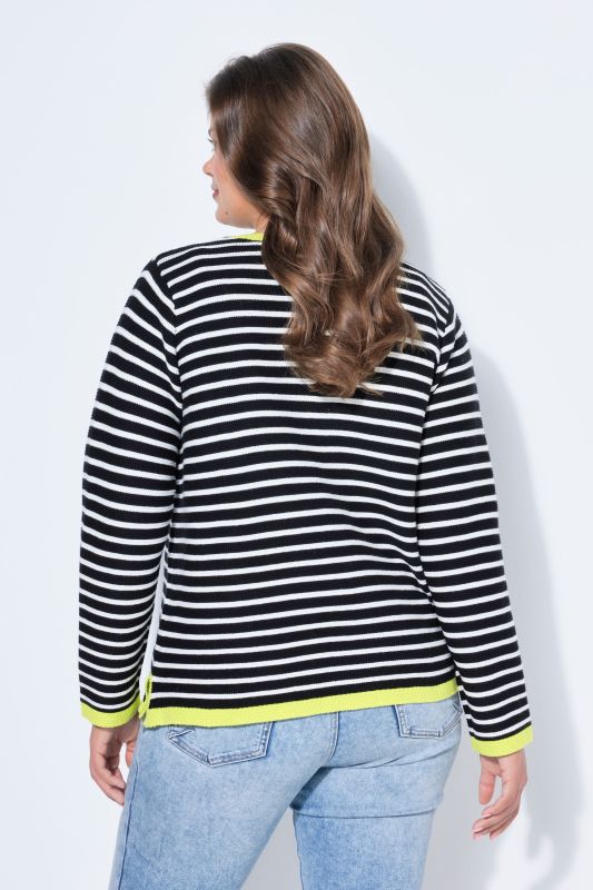 Neon Trim Striped Cardigan