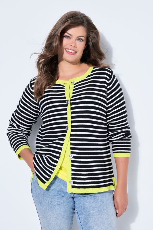Neon Trim Striped Cardigan