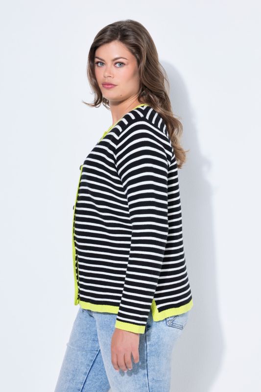 Neon Trim Striped Cardigan