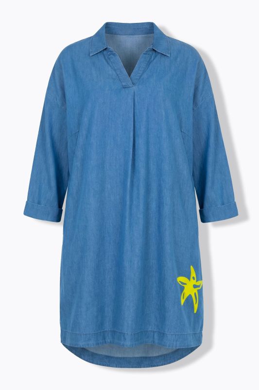 Рокля дънкова с принт на звезда