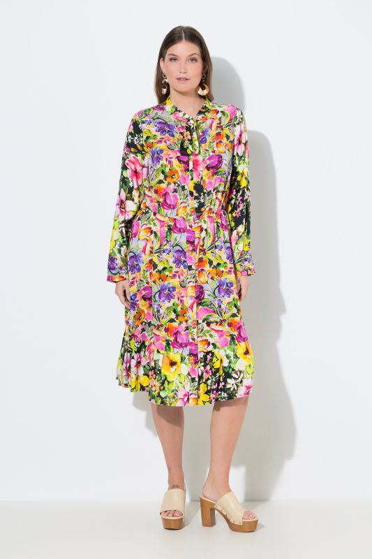 Painted Floral Button Front Dress
