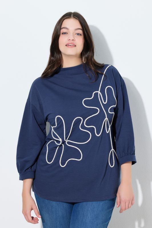 Eco Cotton Rope Embroidered Turtleneck Sweatshirt