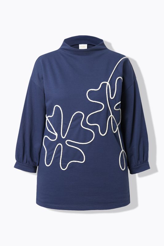 Eco Cotton Rope Embroidered Turtleneck Sweatshirt