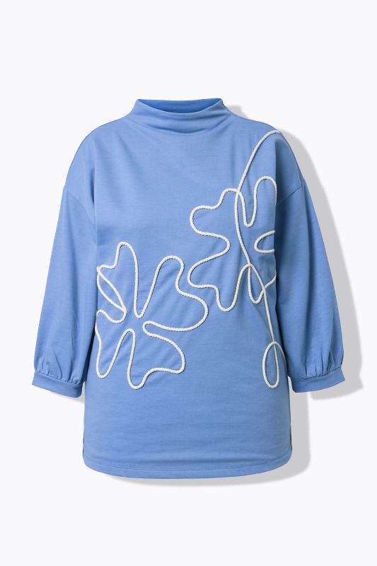 Eco Cotton Rope Embroidered Turtleneck Sweatshirt