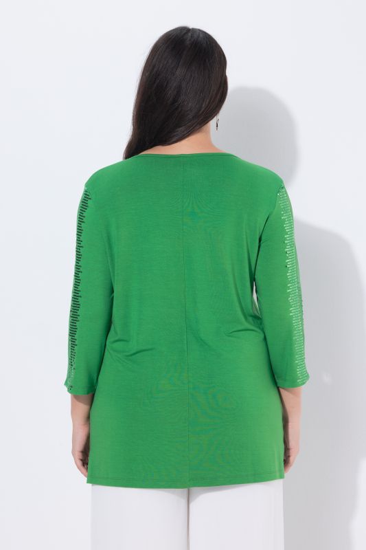 Sequined Mesh Sleeve Blouse