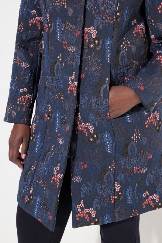 Long Floral Jacquard Jacket