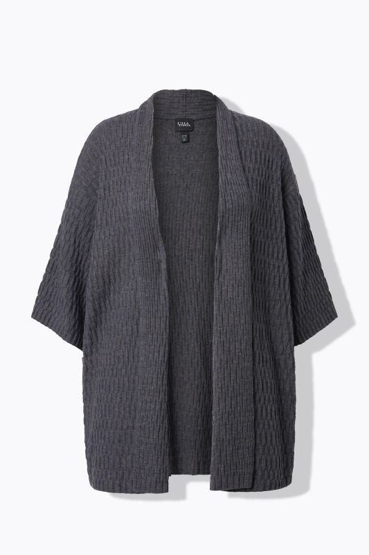 Textured Knit Open Shape Cardigan