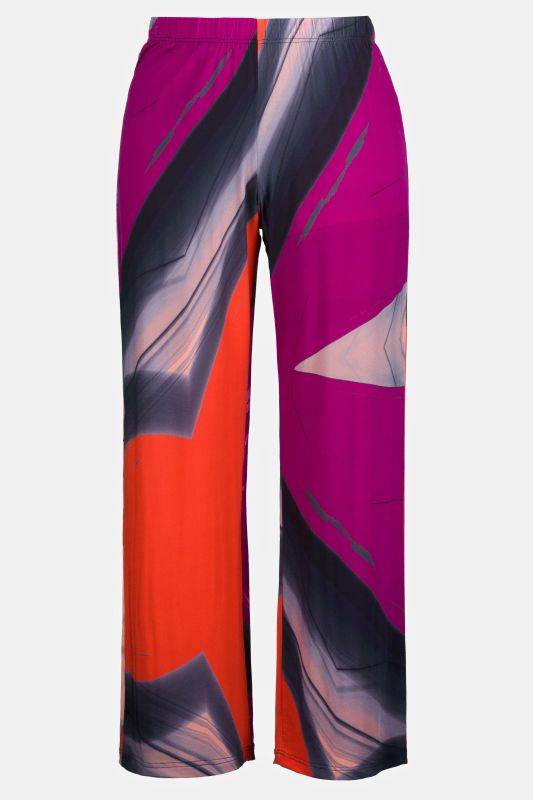 Панталон от еластично трико с модерна арт щампа и ластик на талията