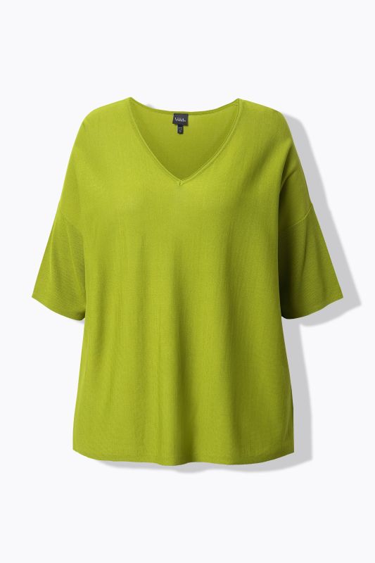 Oversized 3/4 Sleeve V-Neck Sweater