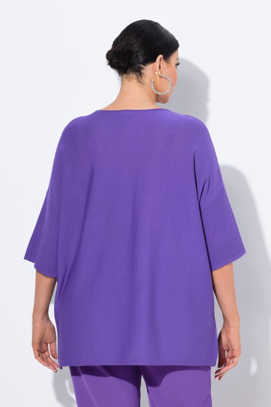 Oversized 3/4 Sleeve V-Neck Sweater