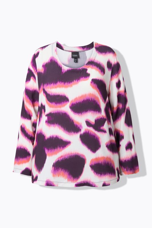 Blurred Print Long Sleeve Blouse