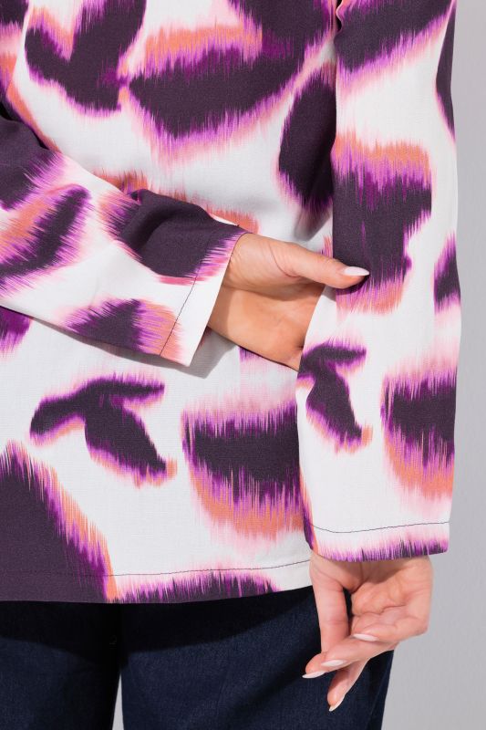 Blurred Print Long Sleeve Blouse