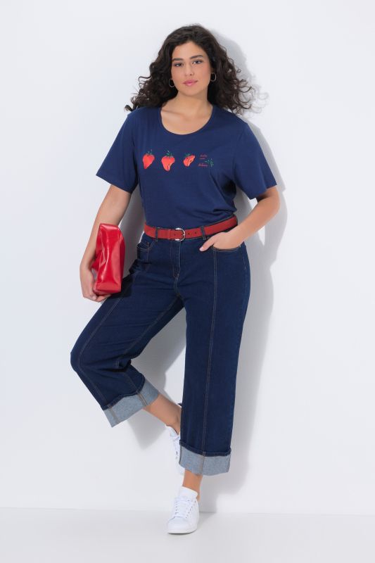 Decorative Seam Turn-Up Jeans