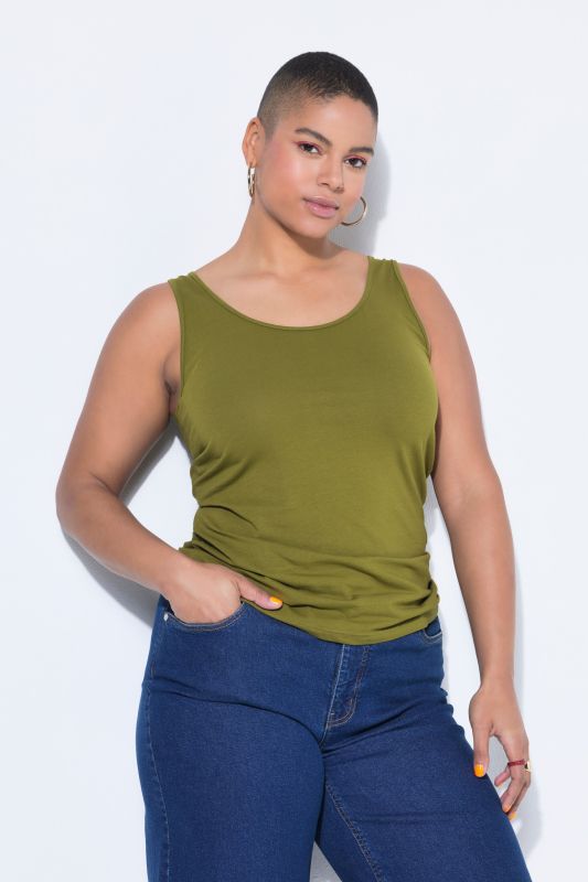 Basic Scoop Neck Cotton Stretch Tank Top