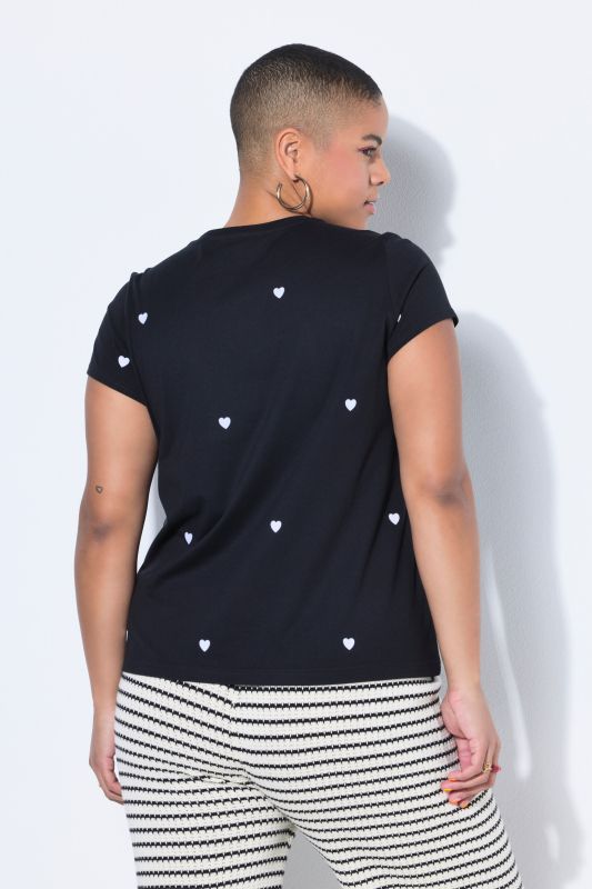 Heart Print Cap Sleeve Tee