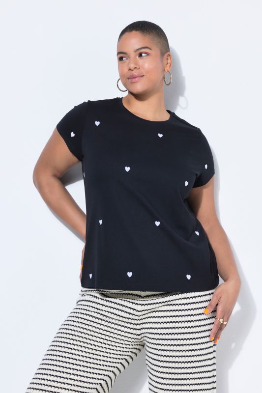 Heart Print Cap Sleeve Tee