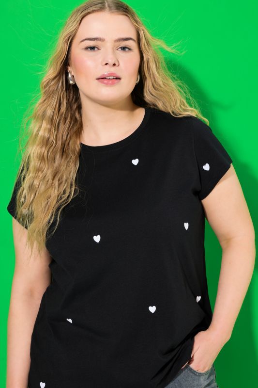 Heart Print Cap Sleeve Tee