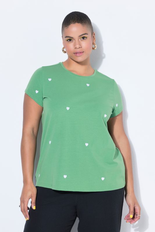 Heart Print Cap Sleeve Tee