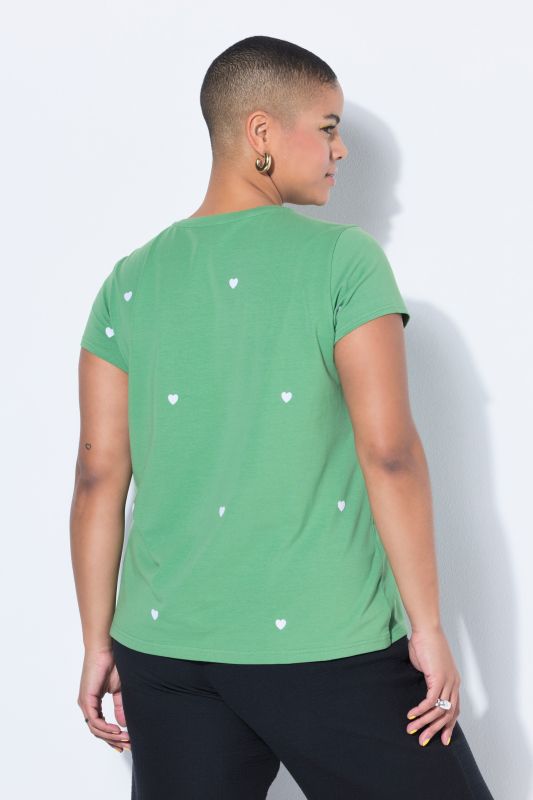 Heart Print Cap Sleeve Tee