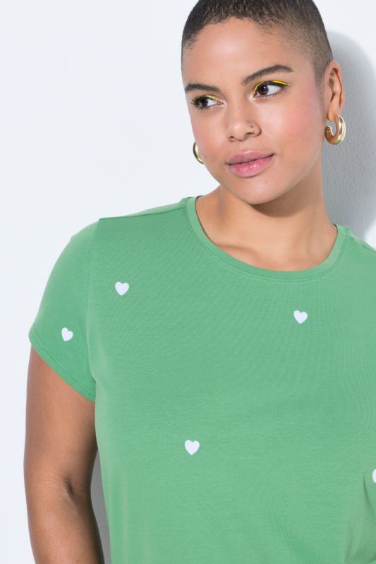 Heart Print Cap Sleeve Tee