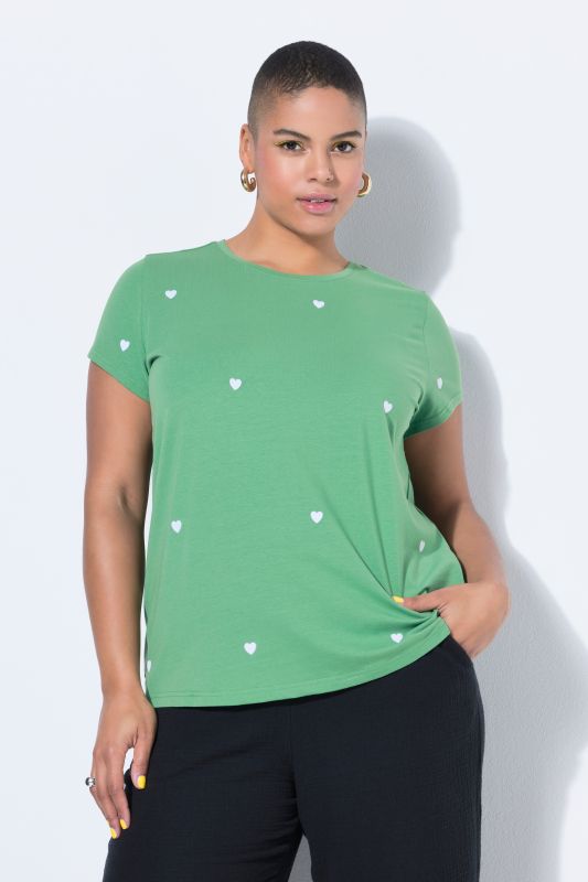 Heart Print Cap Sleeve Tee