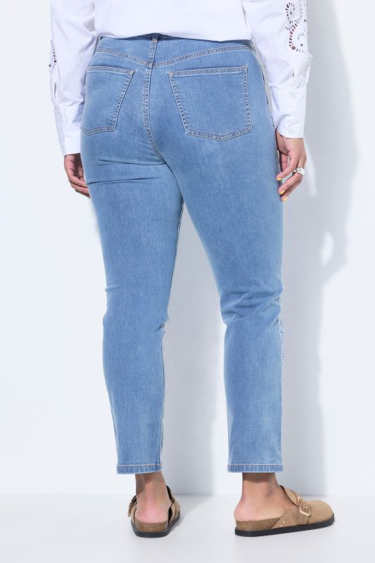 Mom jeans, side embroidery, 5-pocket