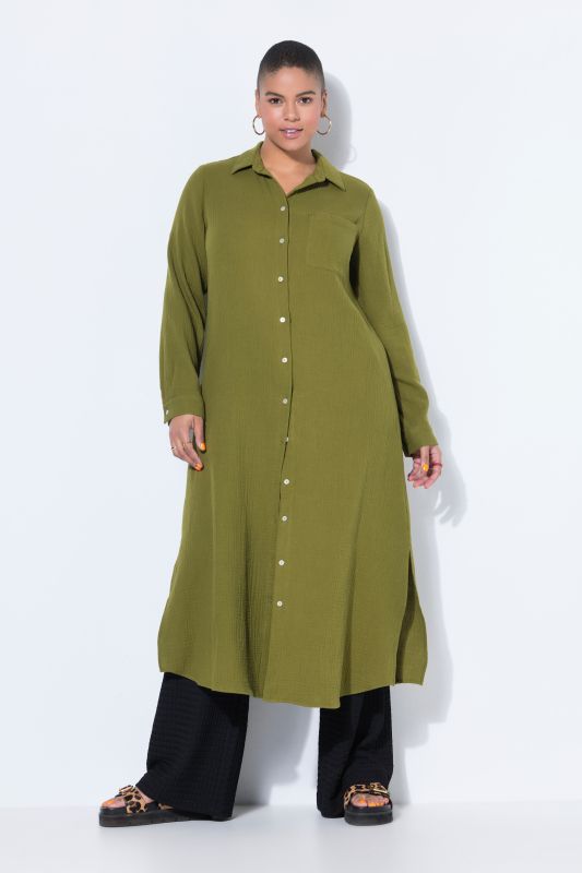 Muslin Long Sleeve Button Down Dress
