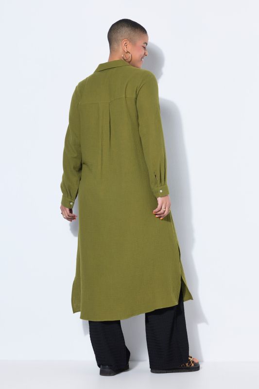 Muslin Long Sleeve Button Down Dress