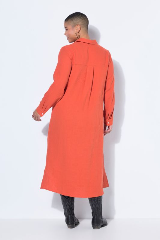 Muslin Long Sleeve Button Down Dress