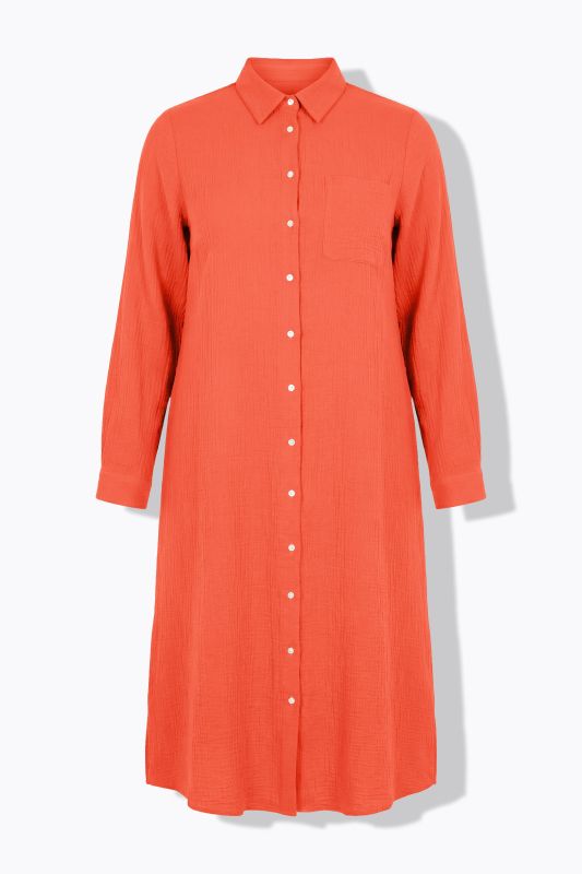 Muslin Long Sleeve Button Down Dress