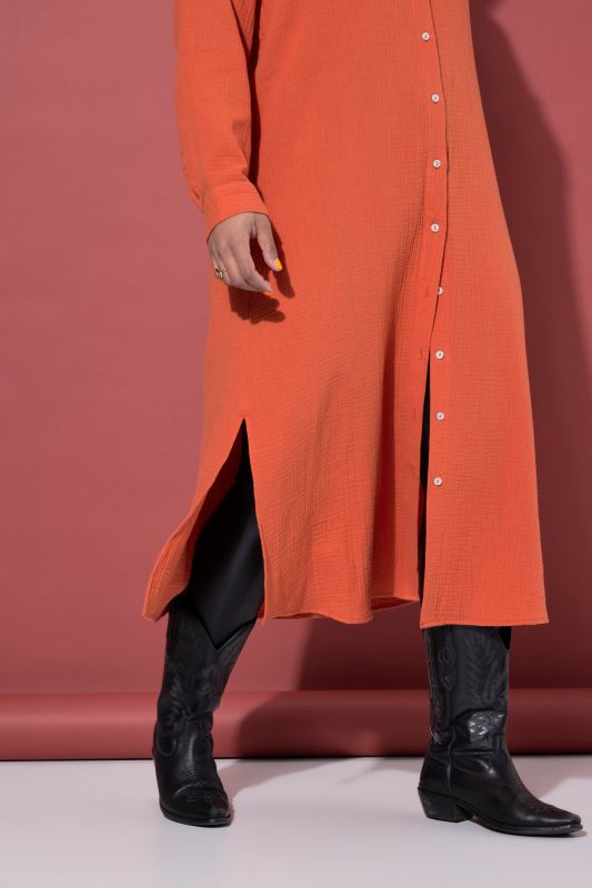 Muslin Long Sleeve Button Down Dress