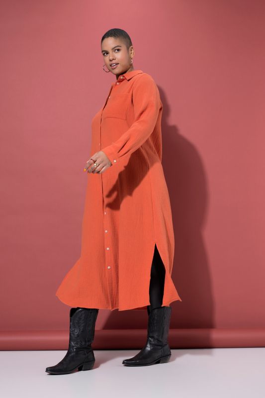 Muslin Long Sleeve Button Down Dress